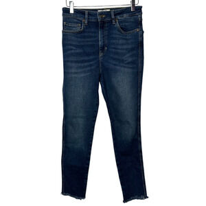 We The Free Skinny Raw Hem Jeans 30 Blue Denim Womens Stretch 5 Pockets Edge